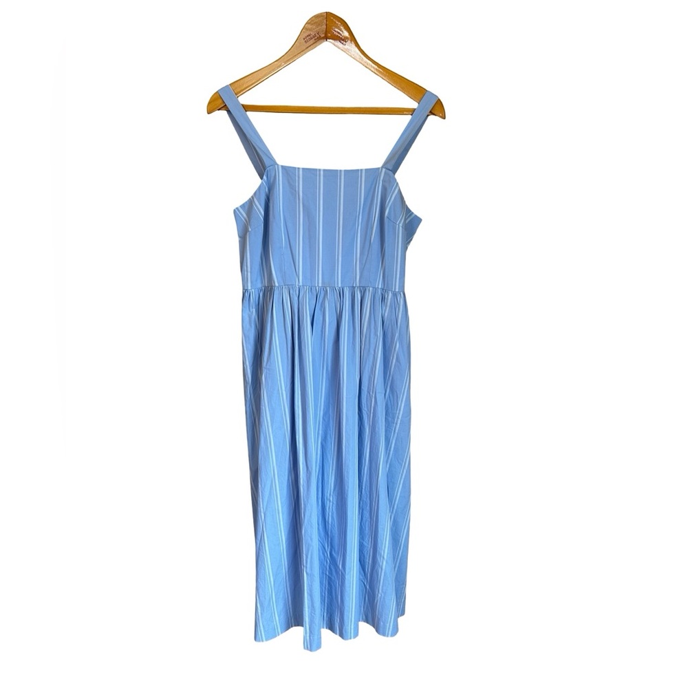 a new day 100% Cotton Blue Striped Sleeveless Sundress Midi Dress M - Picture 2 of 8
